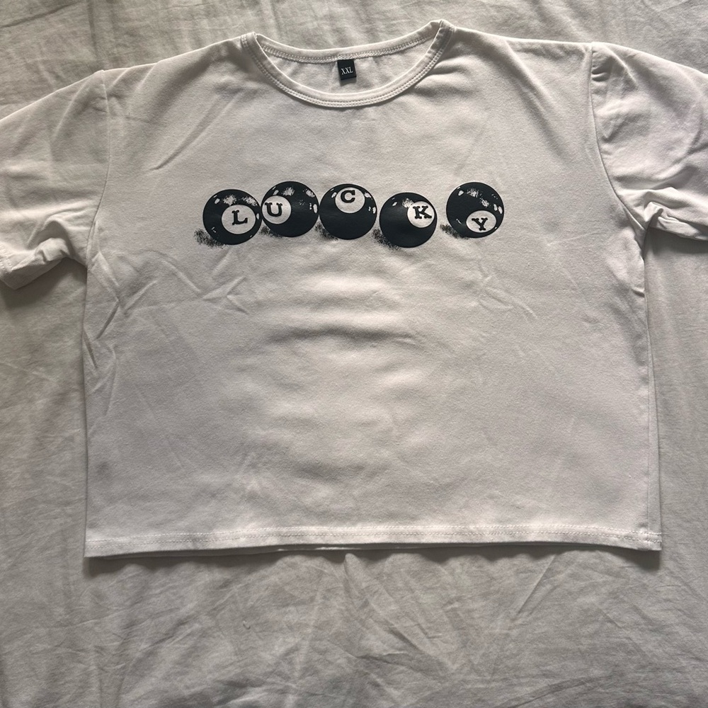 H&M White Graphic Crop Top
